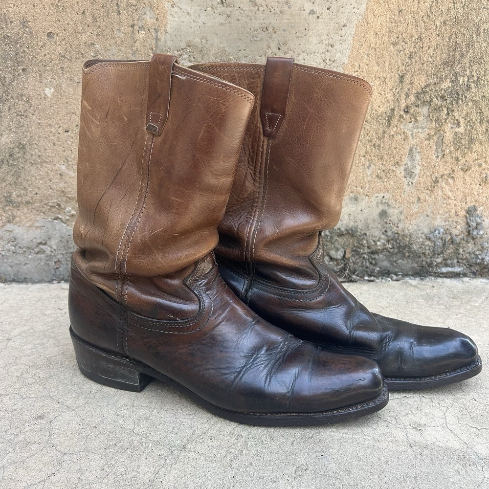 Vtg Durango Mens Campus Leather Boots Size 12 D Western Biker Pull On Two Tone